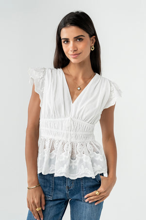 Kadie Embroidered Blouse in White