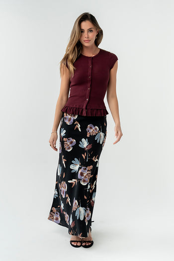 Misha Ruffle Top in Burgundy