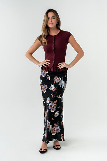 Misha Ruffle Top in Burgundy