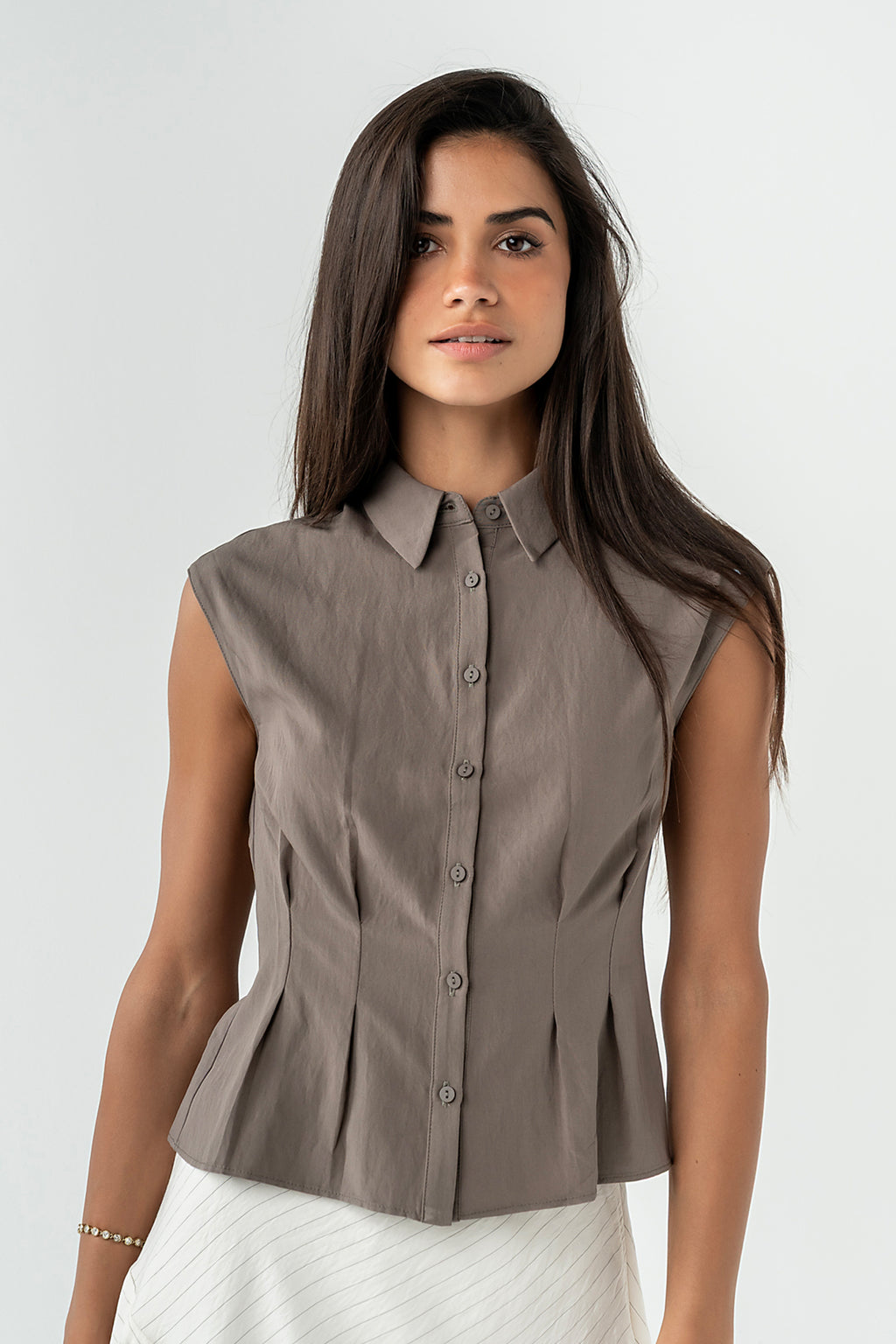 Jacob Button Up Top in Mocha