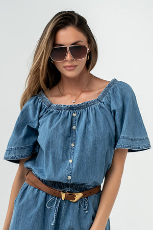 Marina Denim Romper XL / Medium Wash