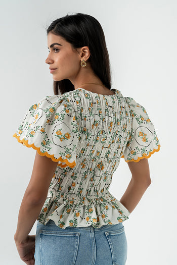 Rusty Smocked Blouse