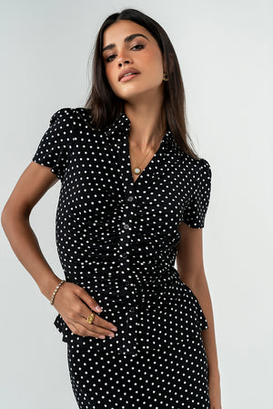 Malia Polka Dot Collared Blouse