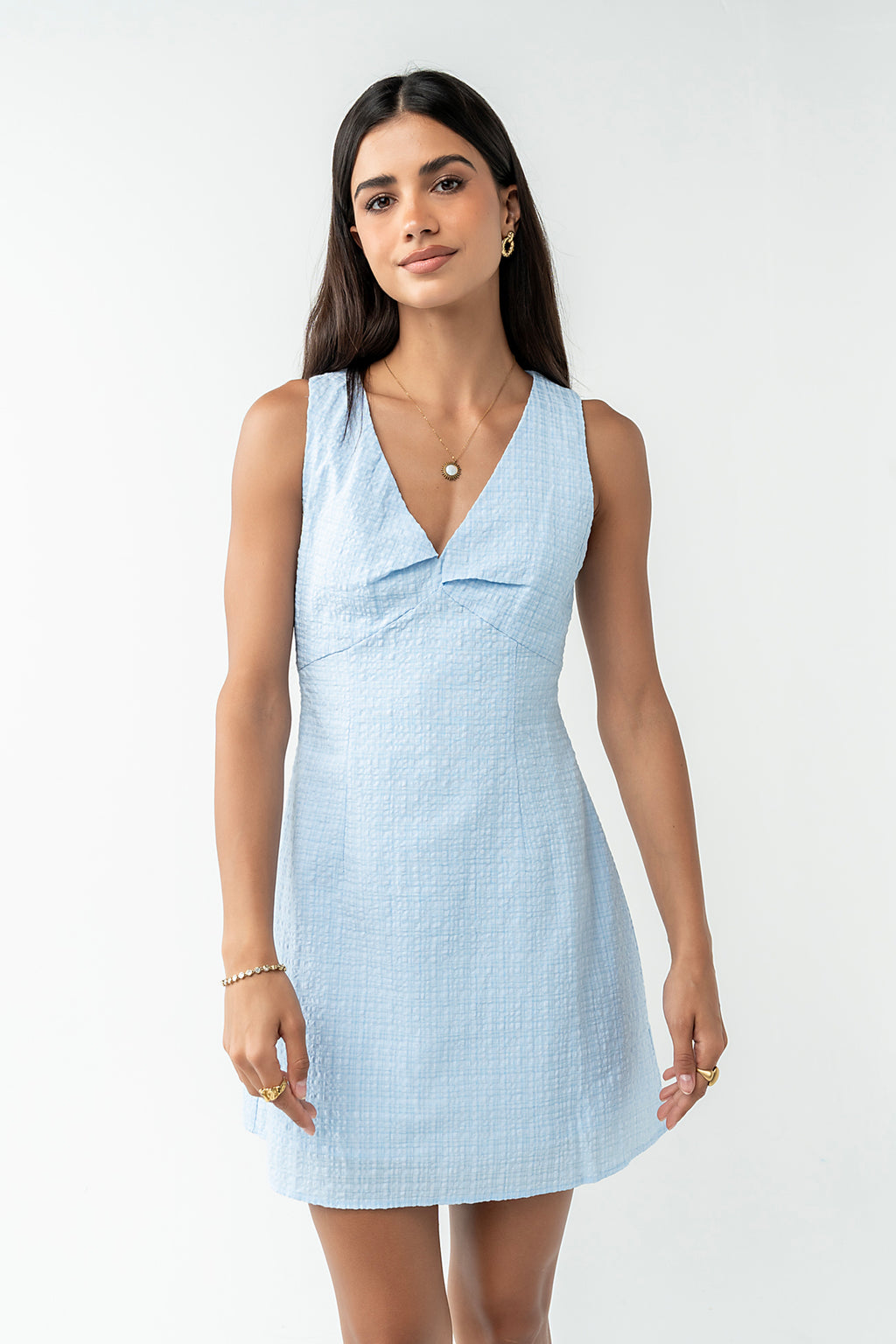 Jayden Sleeveless Mini Dress in Blue
