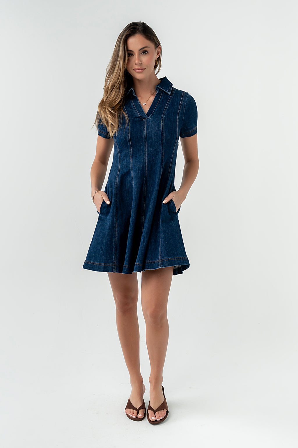 Carlie Denim Mini Dress in Dark Wash Carlie Denim Mini Dress in Dark Wash