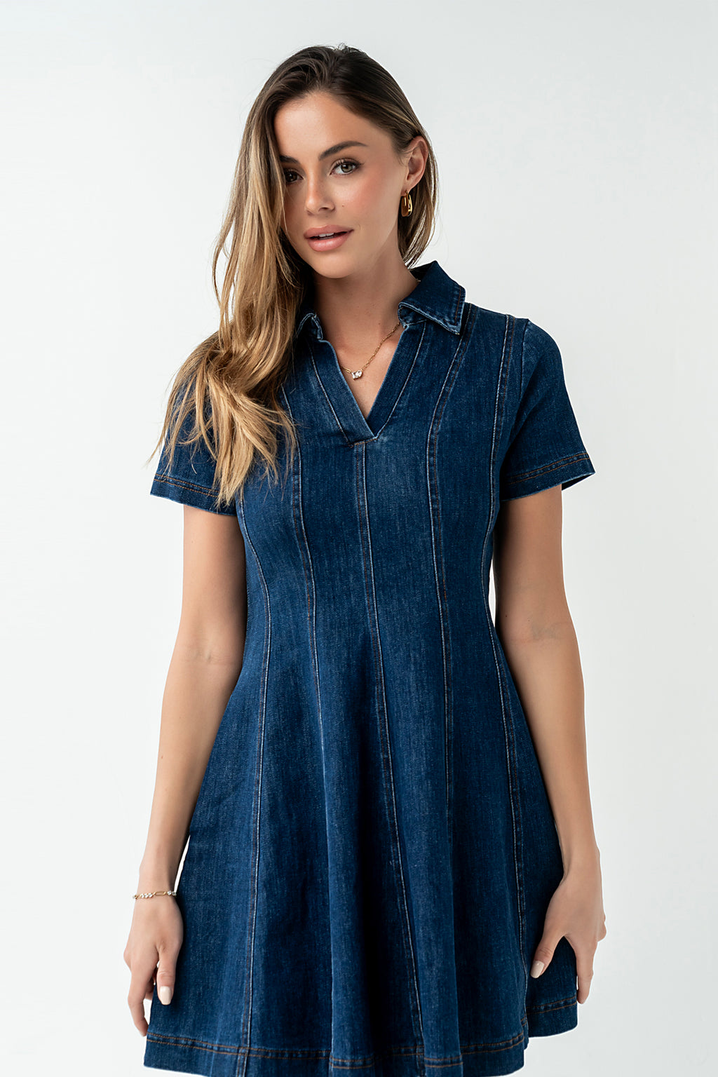 Carlie Denim Mini Dress in Dark Wash XL / Dark Wash
