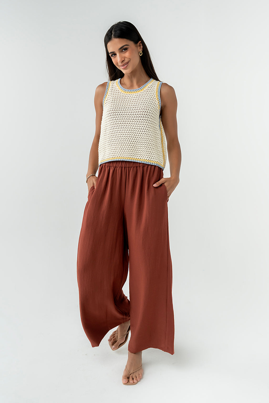 Lee Wide Leg Pants in Brick