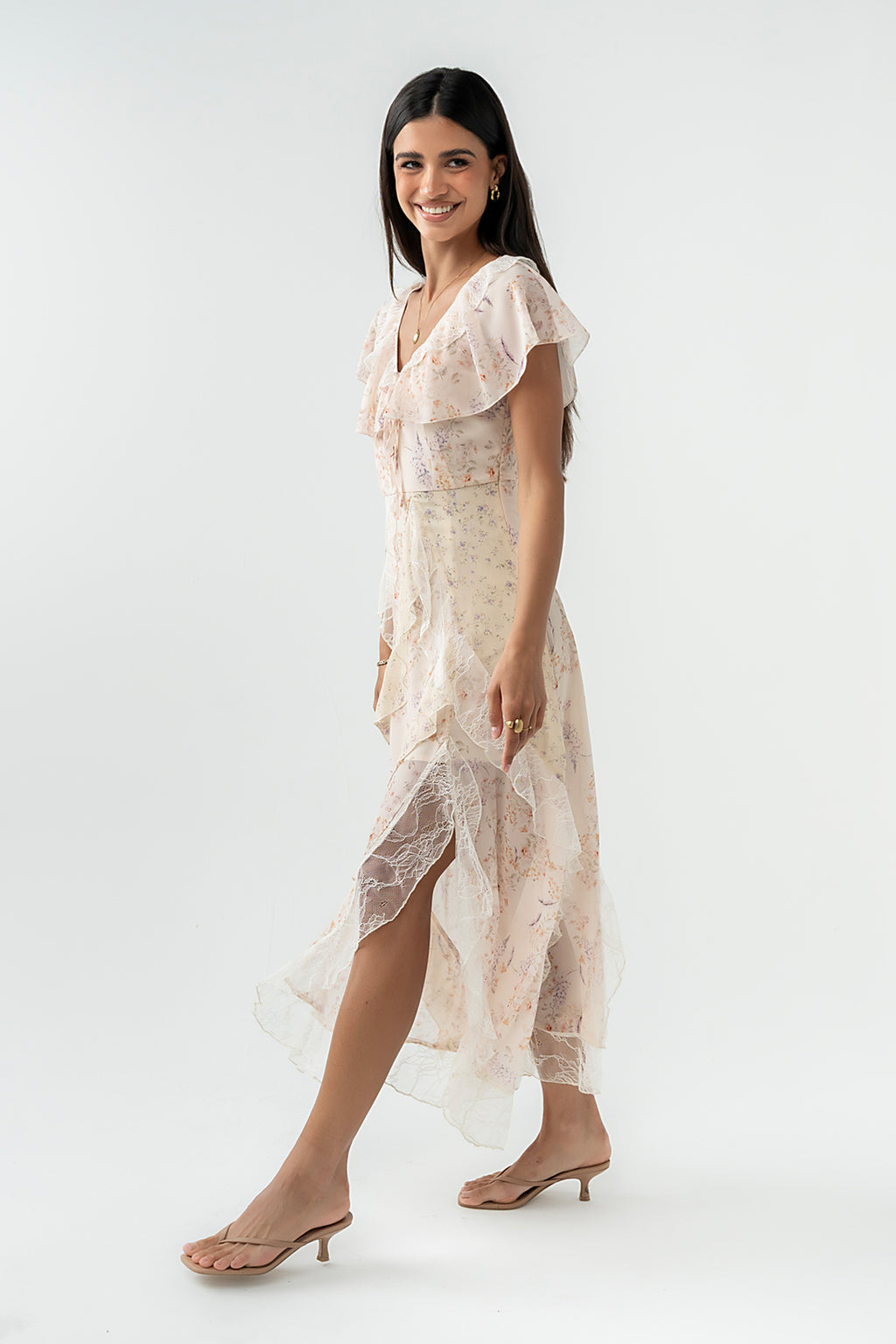 Kora Ruffle Maxi Dress in Yellow