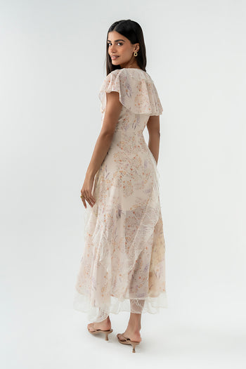 Kora Ruffle Maxi Dress in Yellow