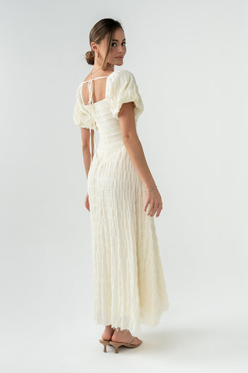 Beckie Smocked Maxi Dress in Off White