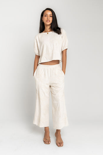 Kortney Floral Oversized Top in Natural