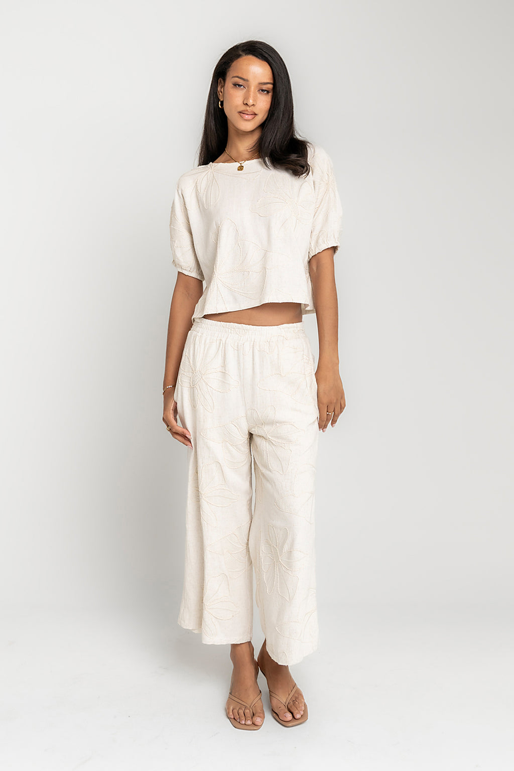 Kortney Floral Oversized Top in Natural