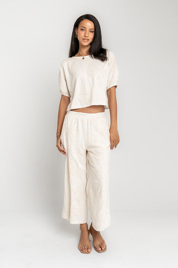 Kortney Floral Oversized Top in Natural