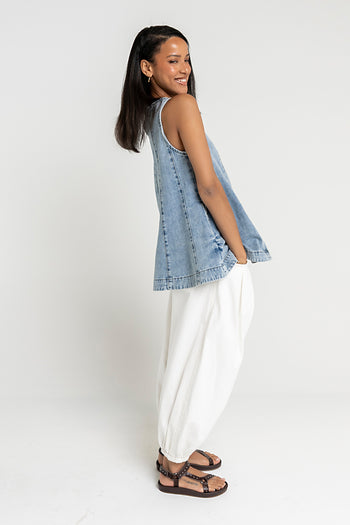 Savannah Denim Sleeveless Tunic Top