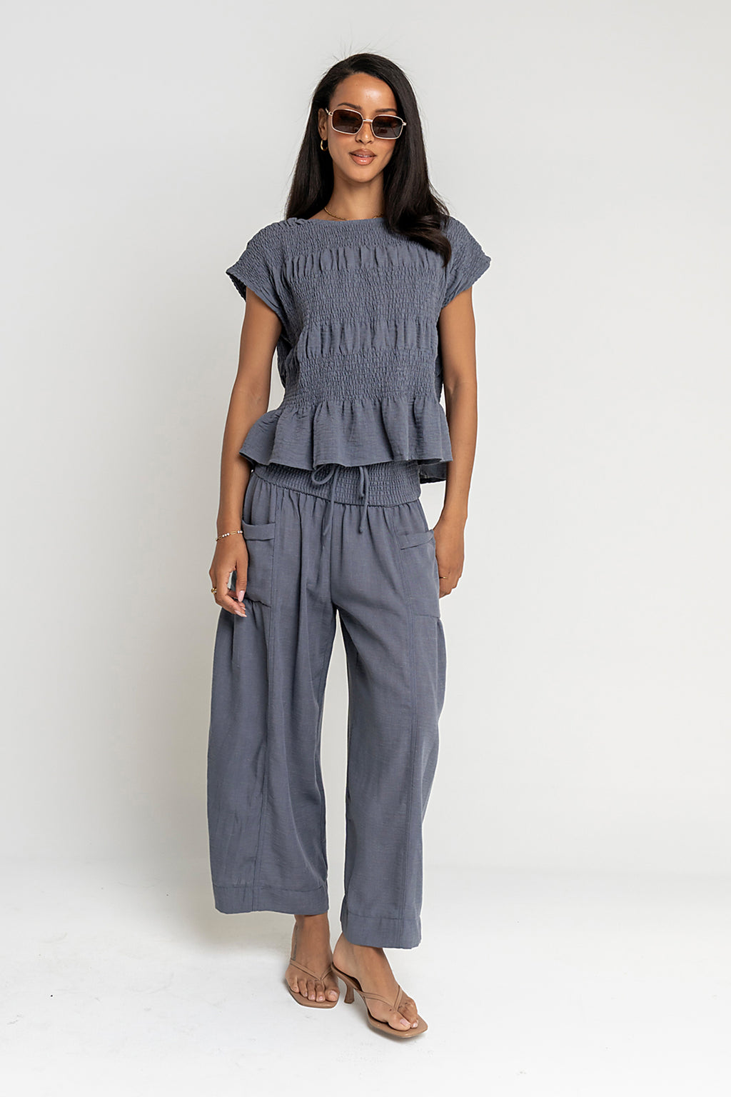 Ashton Wide Leg Pants in Blue