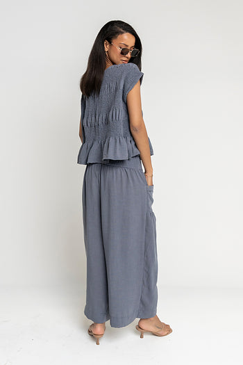 Ashton Smocked Top in Blue