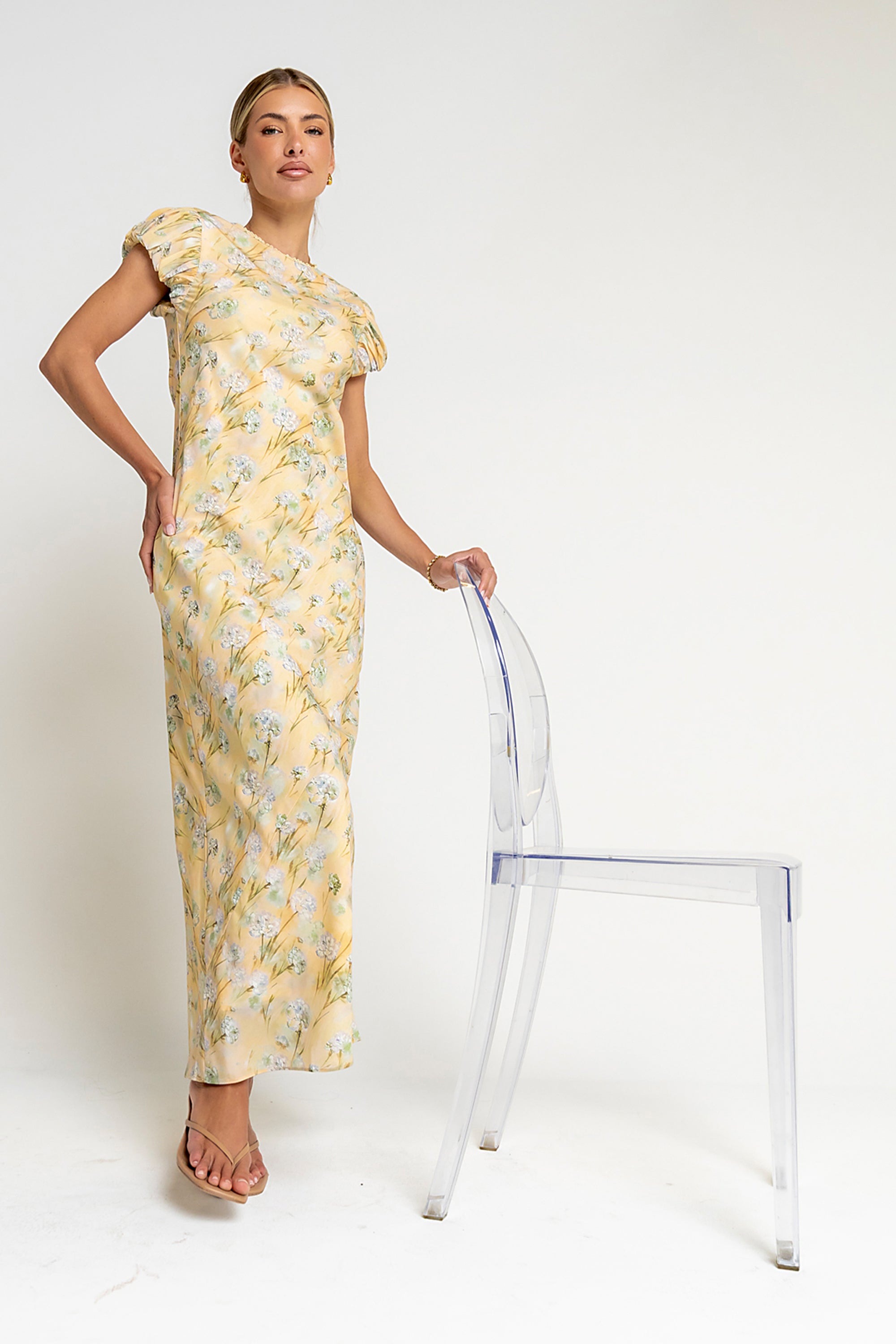 elliana floral maxi dress Ellianna Floral Maxi Dress in Green XL / Green