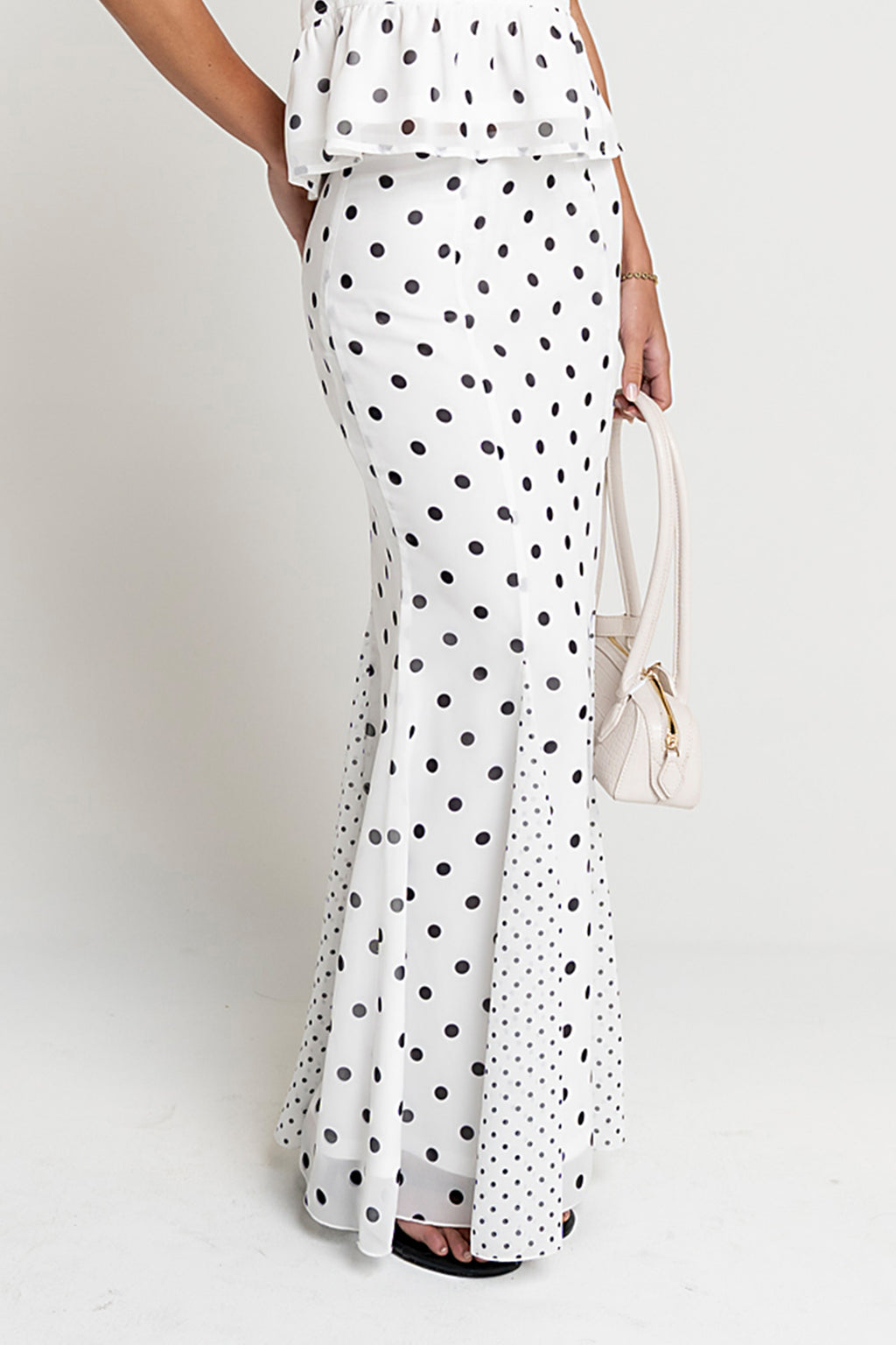 Freida Polka Dot Maxi Skirt in Ivory