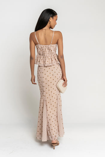 Freida Polka Dot Top in Taupe