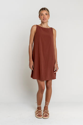 Aria Mini Dress in Brown