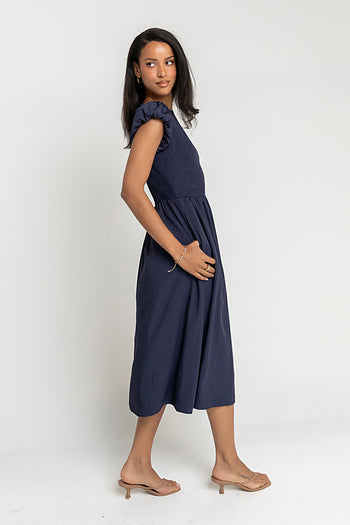 Harshell Smocked Midi Dress