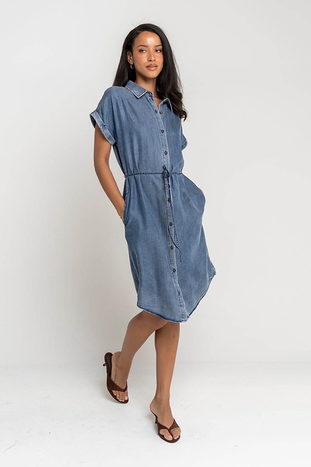 bhme Sherry Denim Midi Dress - Size Large bhme Sherry Denim Midi Dress - Size Large