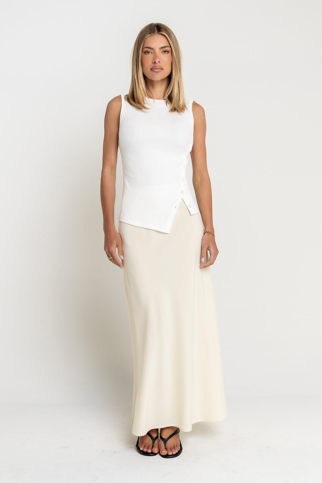 Ashlyn Textured Maxi Skirt in Natural
