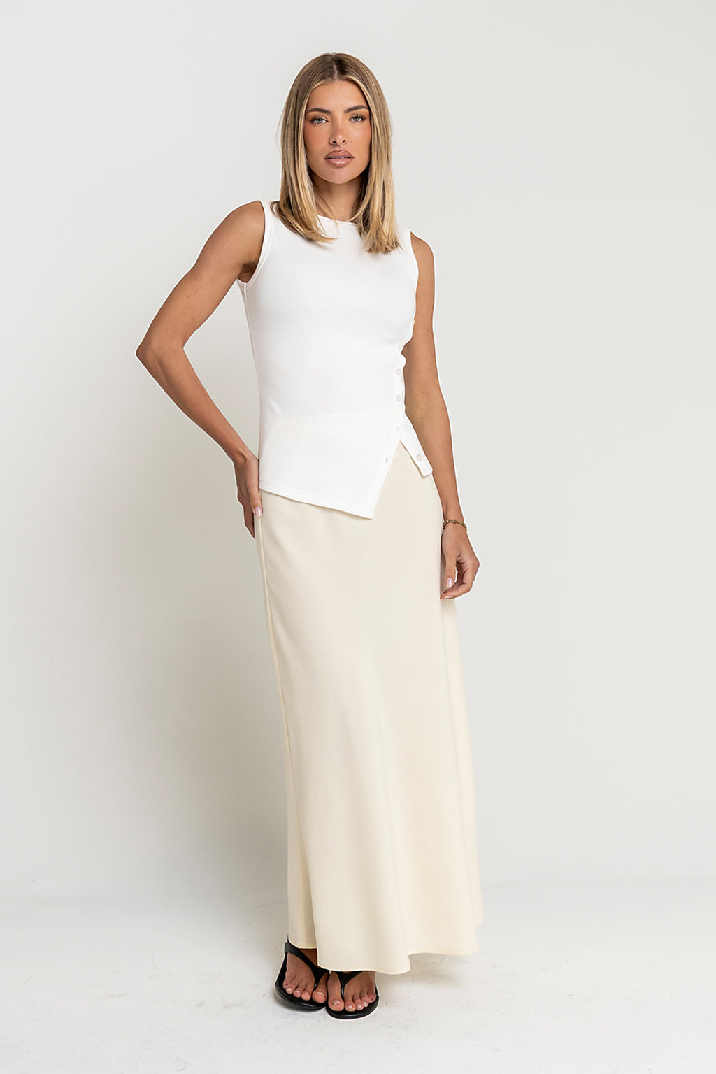 Nina Asymmetrical Tank in Ivory