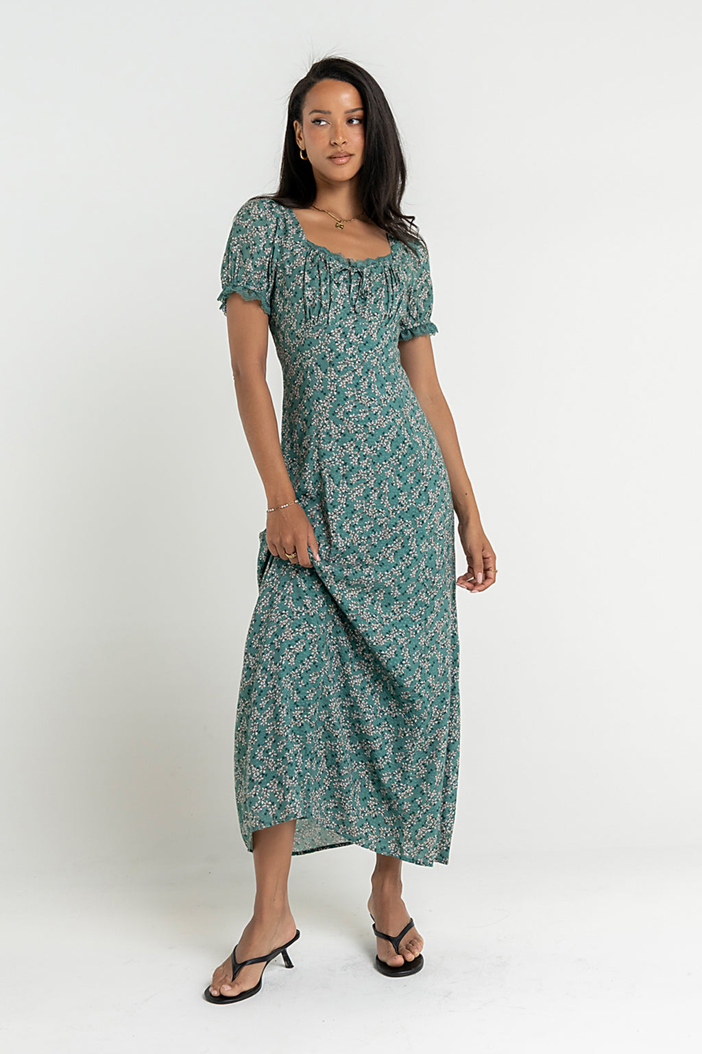 Camden Floral Maxi Dress in Green