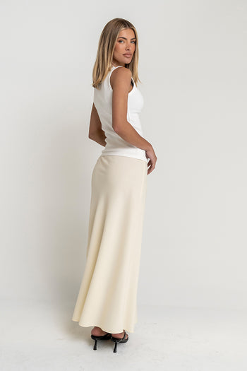 Ashlyn Textured Maxi Skirt in Natural