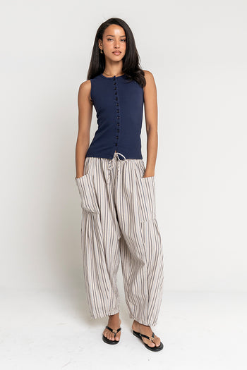 Colleen Striped Baggy Pants in Natural