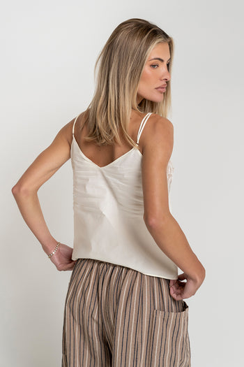 Lana Embroidered Tank Top in Cream