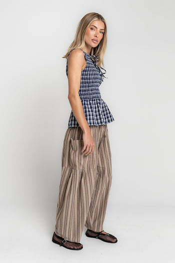 Colleen Striped Baggy Pants in Khaki
