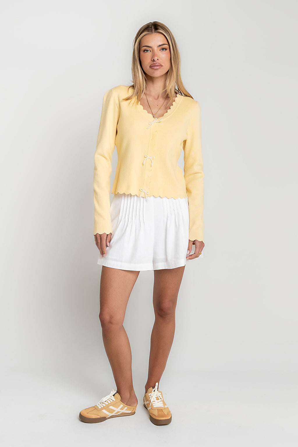 Suzy Scalloped Sweater in Yellow