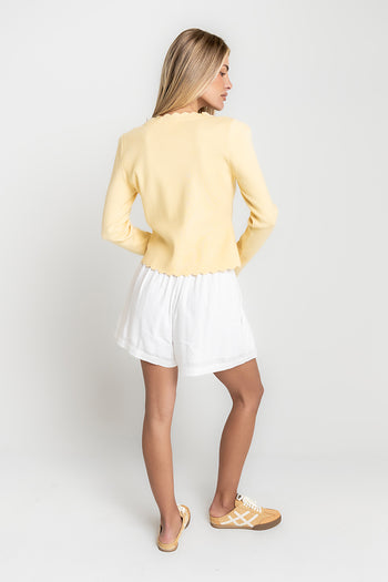 Suzy Scalloped Sweater in Yellow