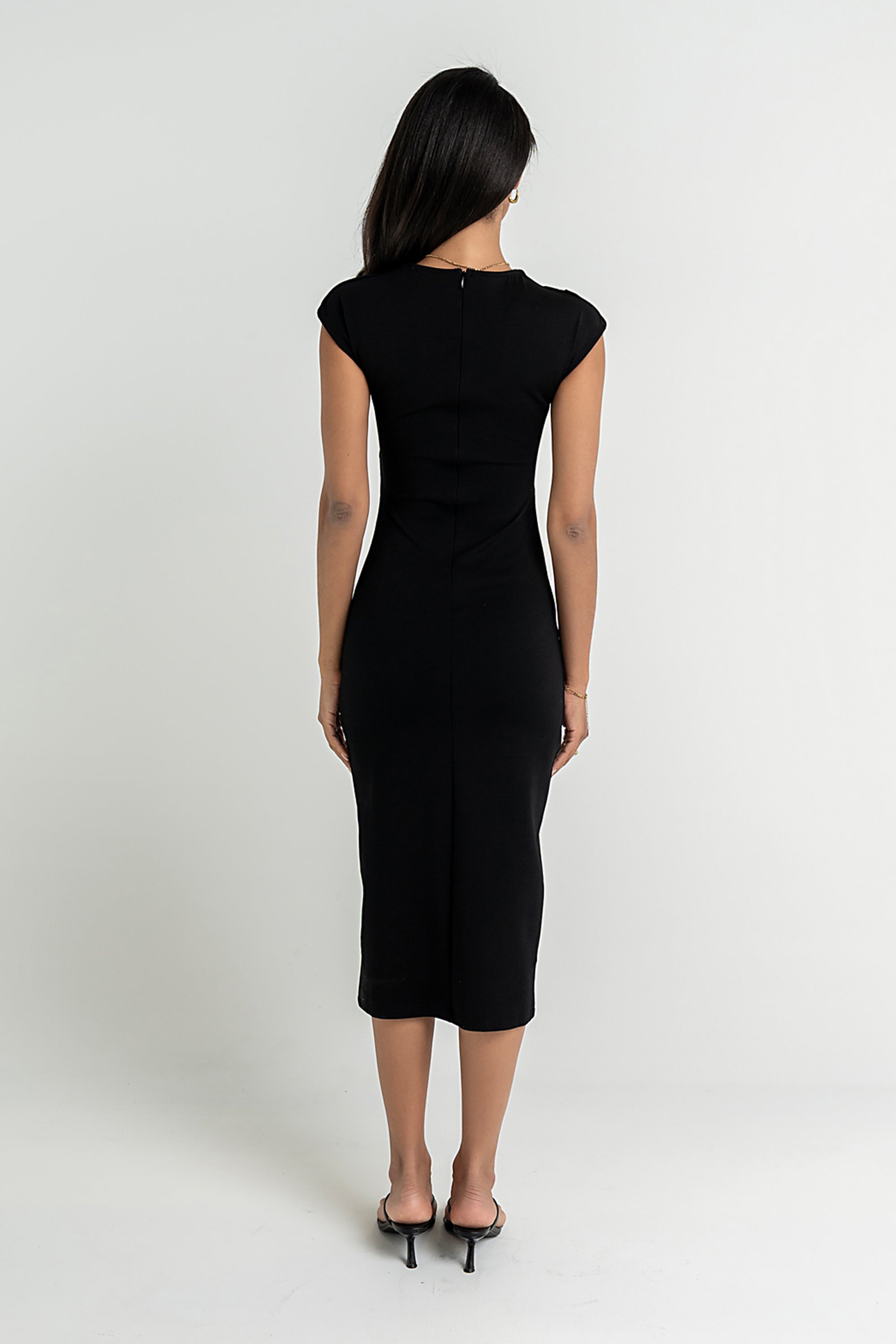 Ivy Fitted Midi Dress in Black Ivy Fitted Midi Dress in Black