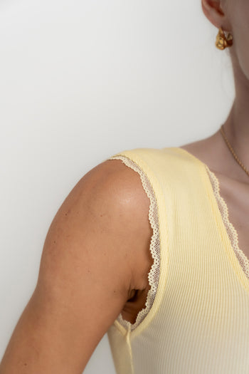 Sawyer Lace Trim Tank Top in Yellow