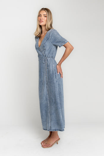 Tatum Denim Wrap Midi Dress
