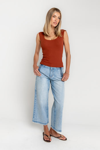Sawyer Lace Trim Tank Top in Brick