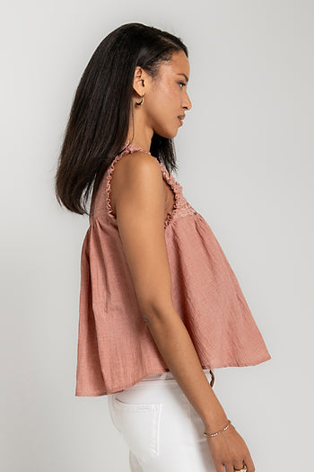 Megan Button Up Tank in Terracotta