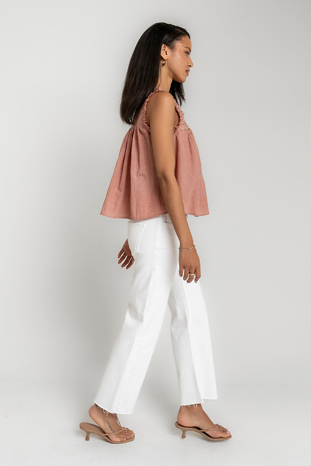 Megan Button Up Tank in Terracotta