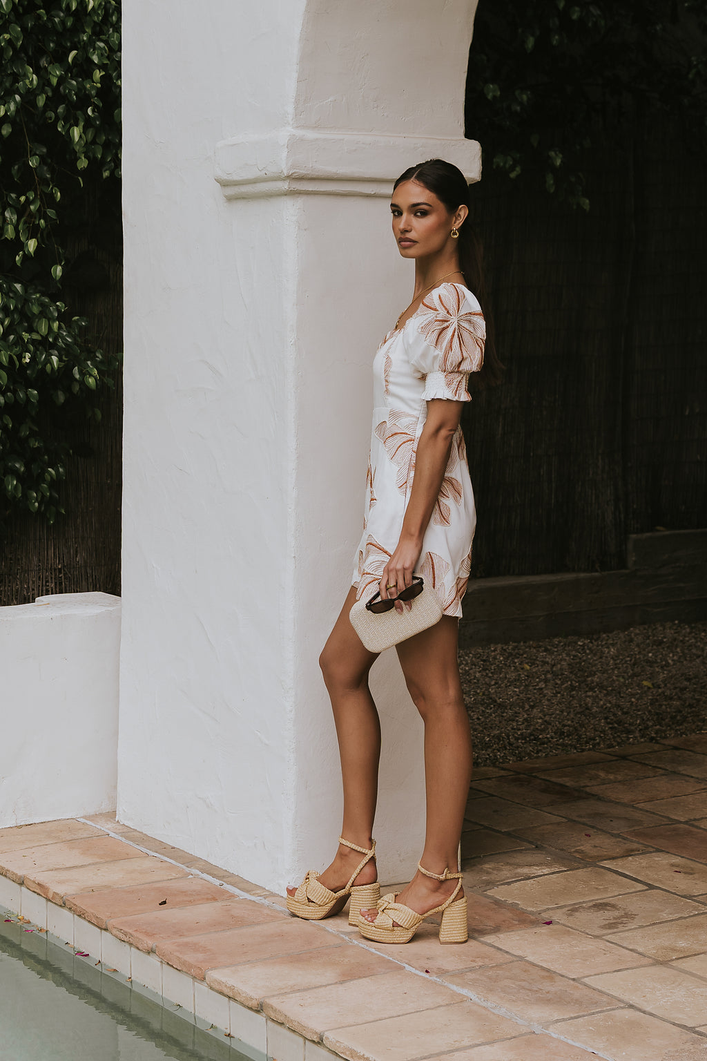 Mitsy Embroidered Floral Romper in Ivory