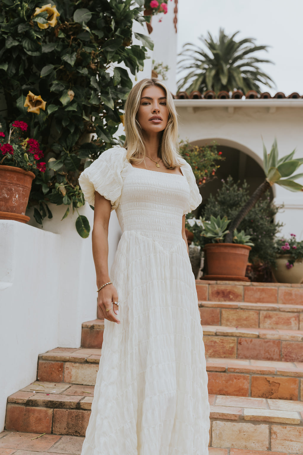 Beckie Smocked Maxi Dress in Off White Beckie Smocked Maxi Dress in Off White