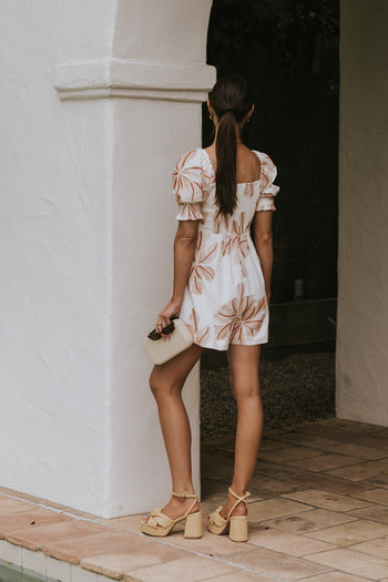 Mitsy Embroidered Floral Romper in Ivory