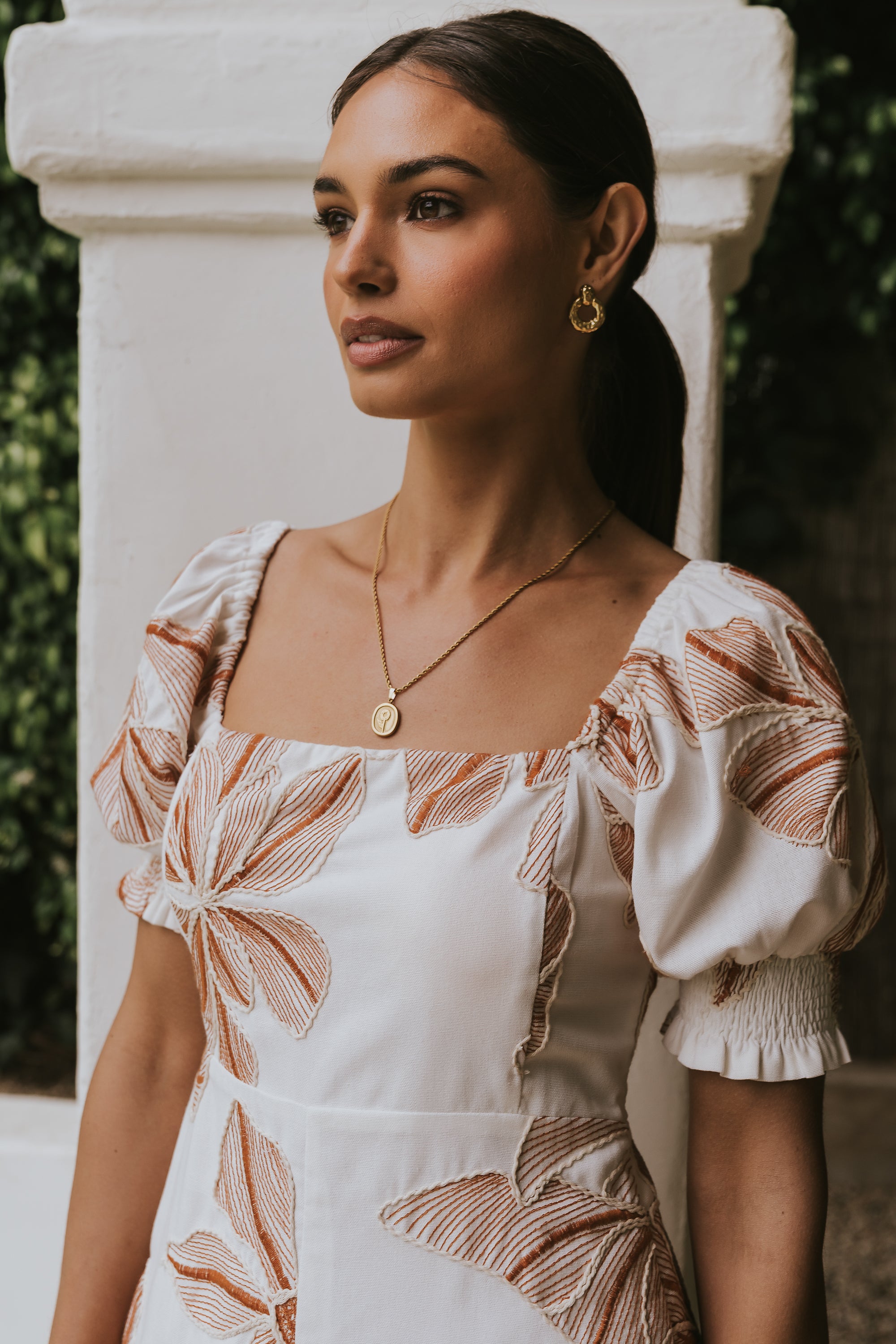 Mitsy Embroidered Floral Romper in Ivory - FINAL SALE