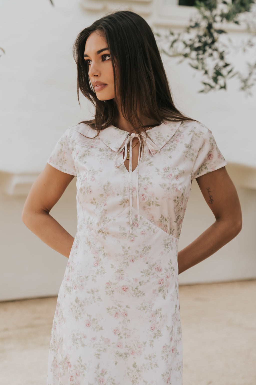 short sleeve floral maxi dress böhme Mayson Floral Maxi Dress in Blush