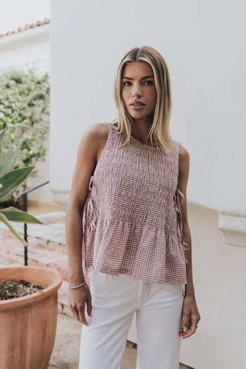 Jeremy Smocked Blouse in Berry