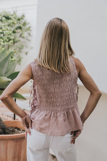 Jeremy Smocked Blouse in Berry