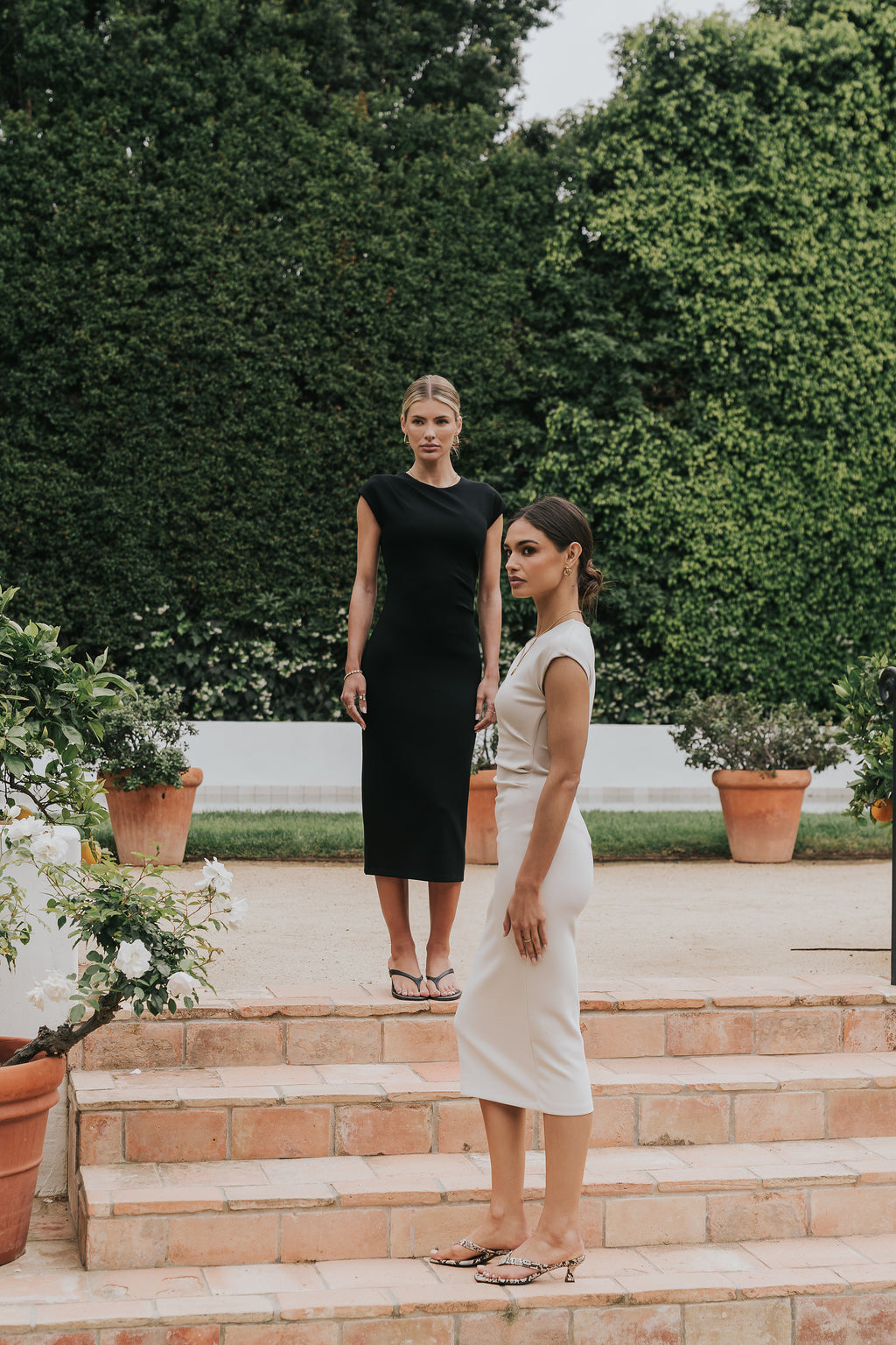 Ivy Fitted Midi Dress in Bone