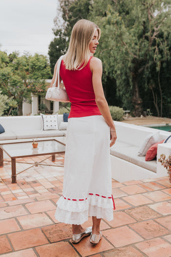 Lucas Button Up Tank Top in Red